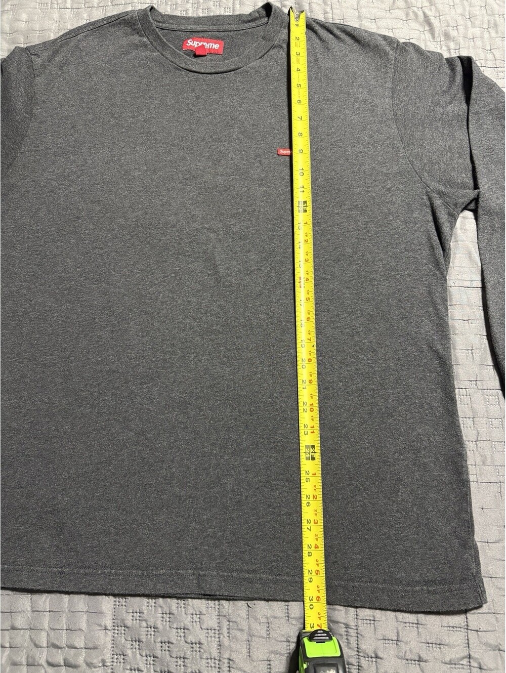 Supreme Small Box Logo L/S Tee Gray Mens XL Long Sleeve Cotton T Shirt Crew - Picture 4 of 7